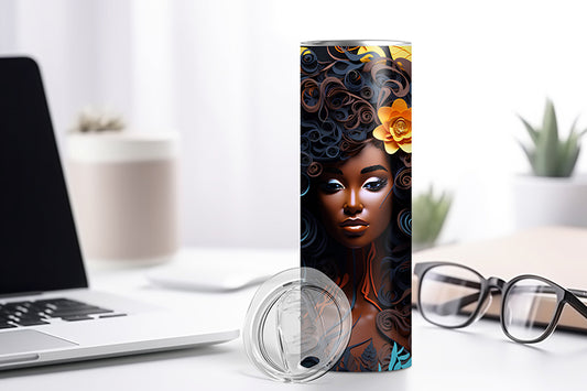 3D African American Woman Tumbler (Design 1)