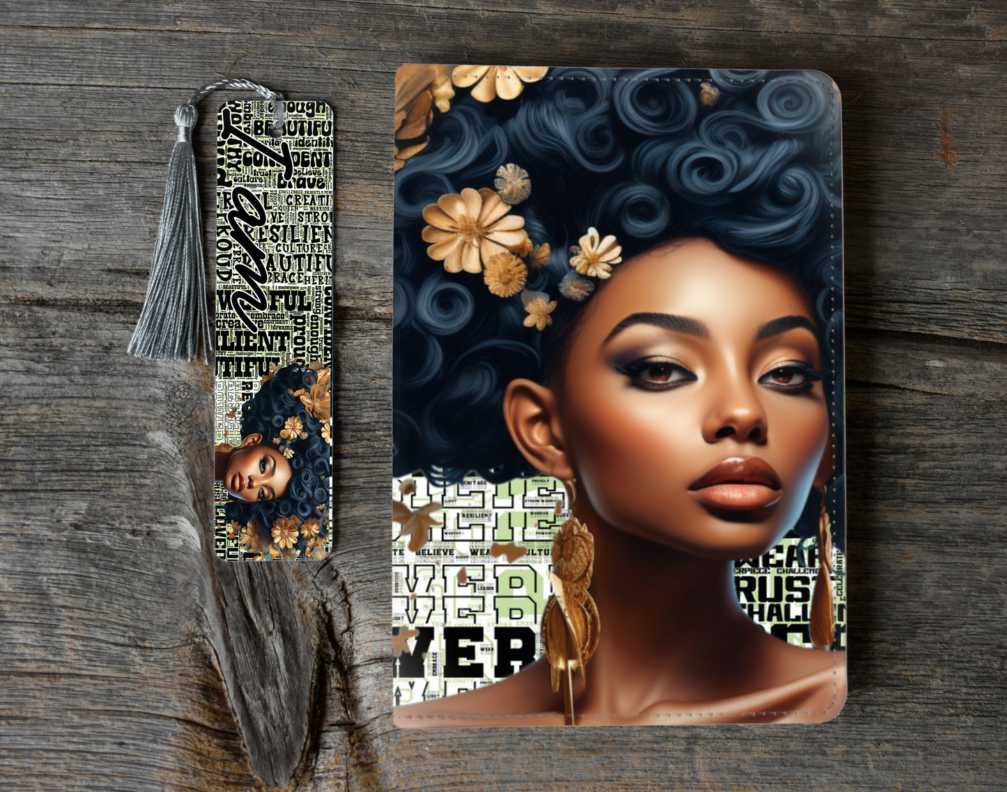 Woman With Curls Journal and Bookmark Set